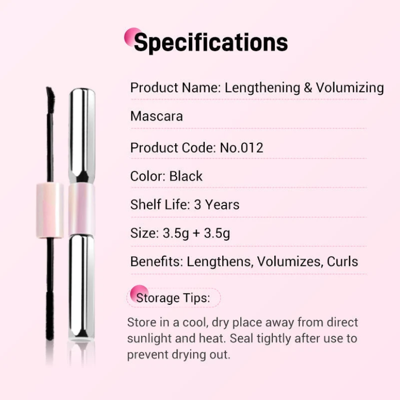 💕50% OFF 💕Double-Ended Waterproof Lengthening & Curling Mascara