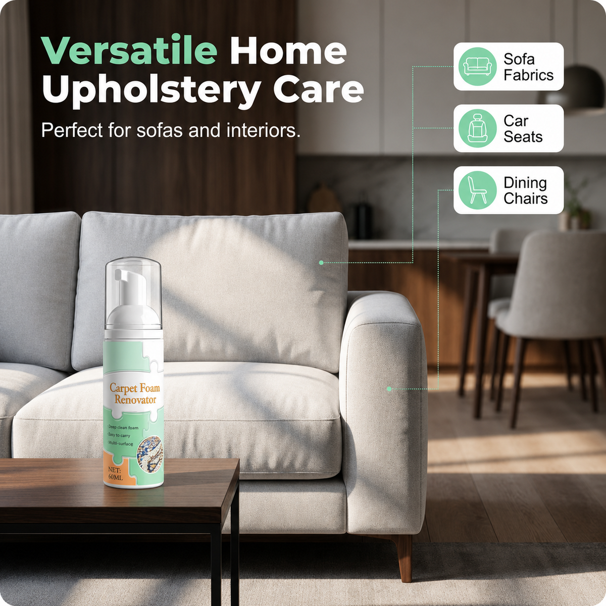 Waterless Carpet Foam Stain Remover with Towel