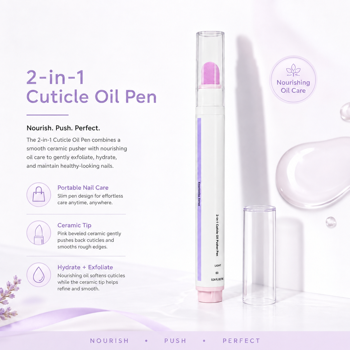 💅2-in-1 Cuticle Care Pen – 45° Ceramic Tip + Hydrating Oil for All Nail Types