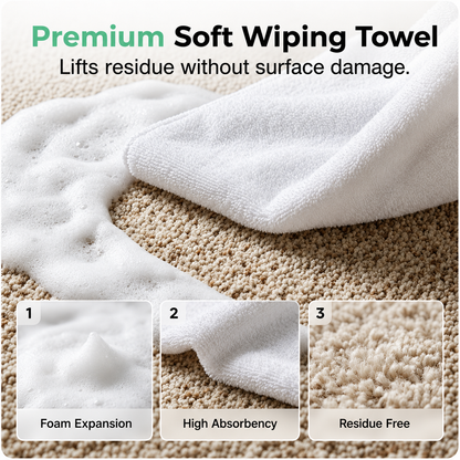 Waterless Carpet Foam Stain Remover with Towel